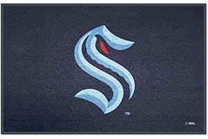 FANMATS 30077 NHL - Seattle Kraken Starter Mat Accent Rug - 19in. x 30in. | Sports Fan Home Decor Rug and Tailgating Mat - S Priamry Logo