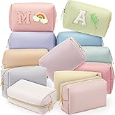 Kigeli 12 Pcs Nylon Makeup Bag Bulk Cosmetic Pouches Preppy Cosmetic Bag for Women Waterproof Travel Zipper Organizer Little Outdoor Accessory Makeup(Nylon, Foam,Morandi)