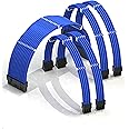 LINKUP - AVA 30cm PSU Cable Extension Sleeved Custom Mod GPU PC Braided w/Comb Kit | 1 x 24 P (20+4) | 2 x 8 P (4+4) CPU | 2 x 8 P (6+2) GPU Set | 300mm - Blue