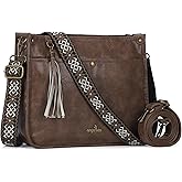 Angel Kiss Crossbody Bags for Women Trendy Vegan Leather Hobo Purses Shoulder Handbags Ladies Tassel Bag with Guitar Strap