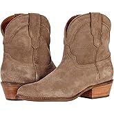 LEHOOR Women Cowboy Western Ankle Boots Pointed toe Low Stacked Heel Cowgirl Booties Retro Slouch 2 Inch Chunky Block Heel Slip On Short Dress Boots Wide Calf Comfy Casual Winter 4-11 M US