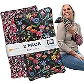SunnyBay Small Microwave Heating Pad, Microwavable Versatile Cold/Heated Neck and Shoulder Wrap for Back Pain and More, Moist Heat Cotton-Fleece Pad, 6x11 Inches, Meadow & Melody Flowers, Pack of 2
