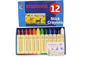 STOCKMAR Beeswax Stick Crayons, Set of 12 Assorted Colors in a Sturdy Storage Box – Break-Resistant Wax Art Crayons with Natural Beeswax, Rich Pigments & Smooth Color Application, Made in Germany