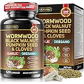 Wormwood Black Walnut Clove Cleanse for Humans - Natural Gut Cleanse & Digestive Health with Pumpkin Seed Garlic Oregano Neem Papaya Turmeric Diatomaceous Earth Probiotic Supplement Vegan Capsules