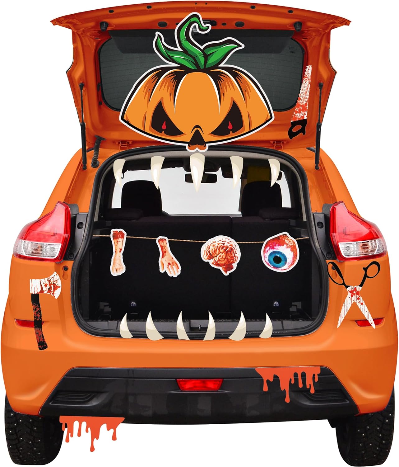 Garage Door Decorations - Winnwing Halloween Trunk or Treat Car Decorations Kit, 21 Pcs Halloween Pumpkin Bloody Body Parts Themed Car Archway Entryway Garage Door Decorations Haunted House Home Outdoor Party Decor Supplies