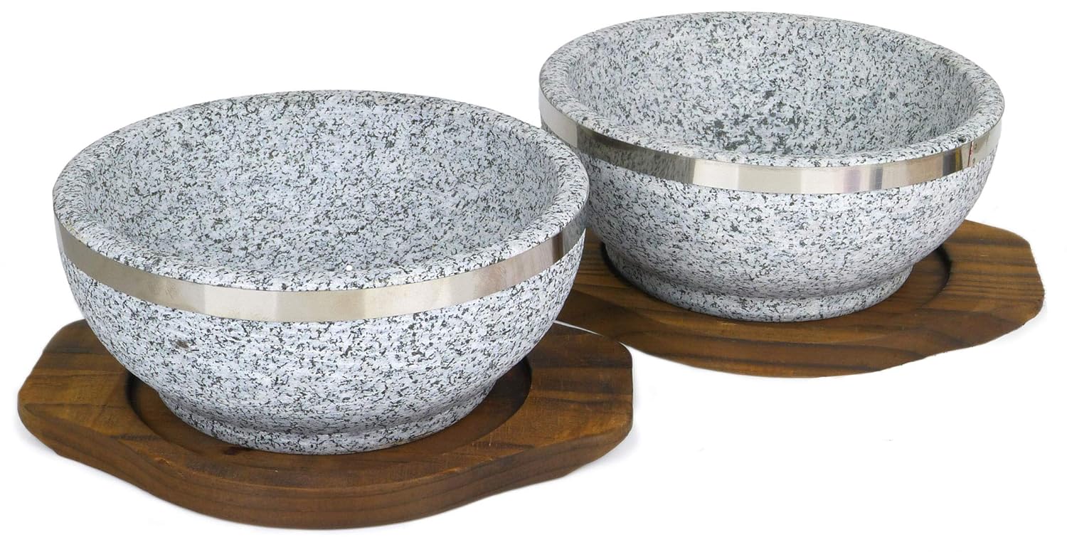 Spiceberry Home Granite Stone Dolsot Bibimbap Bowls, 32Oz (Large