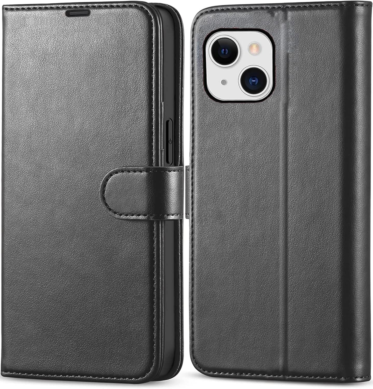 KP TECHNOLOGY Case for iPhone 15 Pro Max, Leather Case Book Flip Leather Wallet Cover with Card Slots for iPhone 15 Plus (BLACK) — image 1