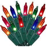 LJLNION Christmas Lights, 150 Count 33 FT Green Wire Xmas Tree Lights, 120V UL Certified Connectable for Holiday Party Outdoor Indoor Decoration, Multicolor