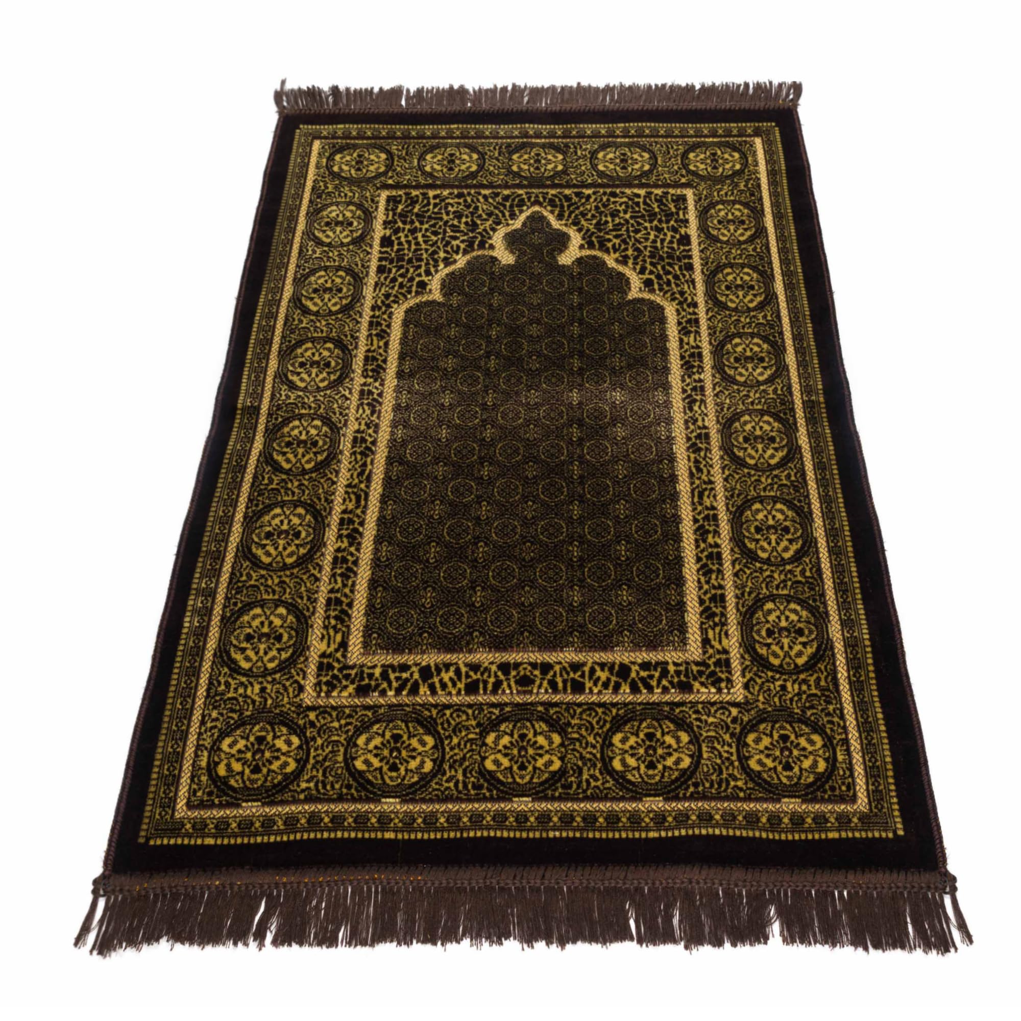 homeart Muslim Prayer Rug, Soft Plush Thin Islamic Prayer Mat, Janamaz, Sajada, Praying Carpet, Islamic Gift for Men & Women, Ramadan Eid Hajj Gift, Medina Pattern, Brown Cacao