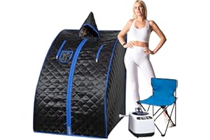 ALTLER Portable Steam Sauna, Full Size Portable Sauna for Home, Sauna Tent Sauna Box with 3.0L Steamer, Remote Control, Folding Chair, 9 Levels