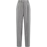 Hobemty Women's Plaid Work Pant Vintage Houndstooth Tartan Straight Long Trousers