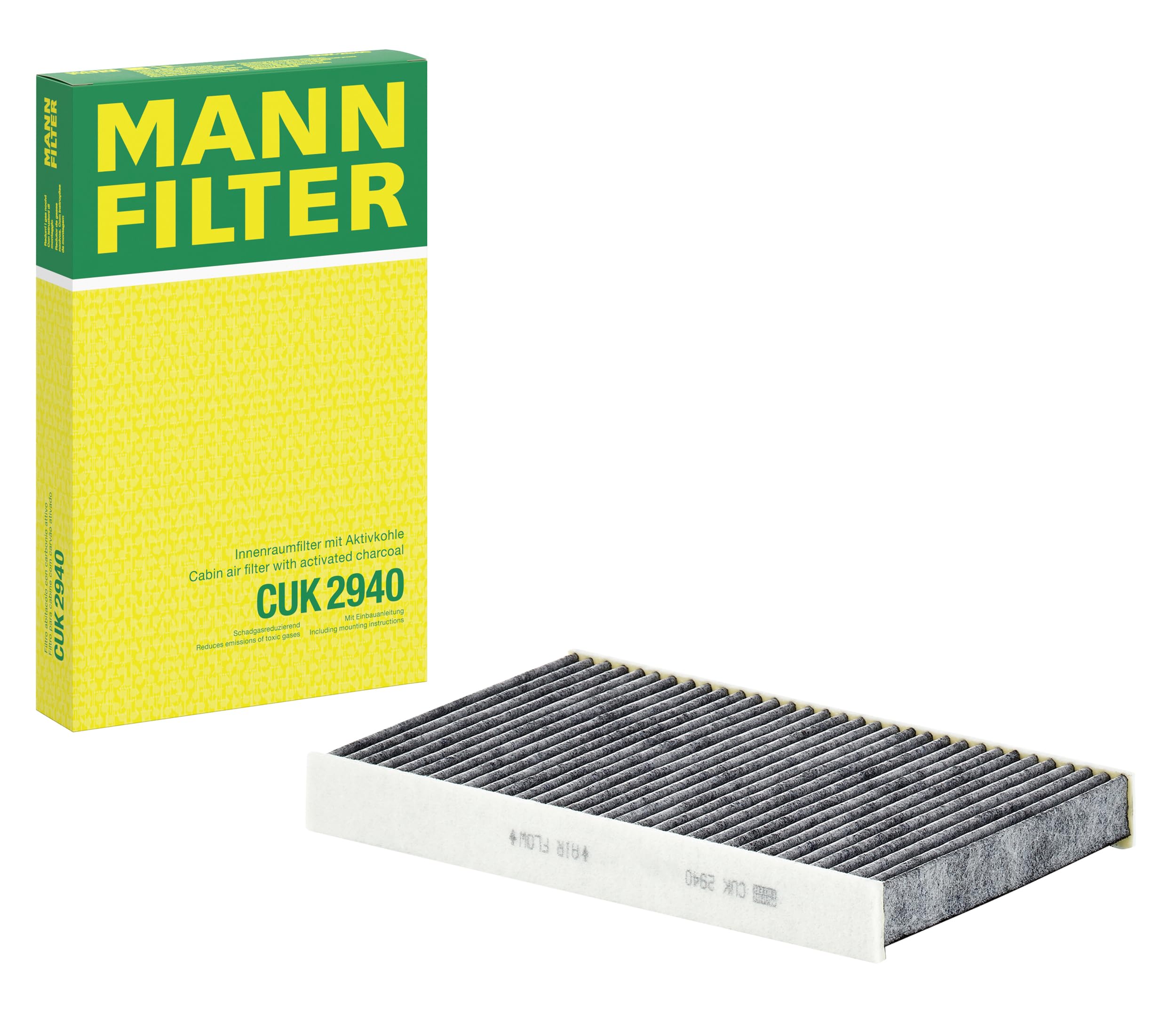 MANN-FILTER CUK 2940 Cabin Air Filter - Pollen Filter with Activated Carbon - for Cars + Transporters