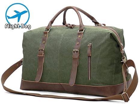 EverVanz Übergroßer Reise Duffel Segeltuch Lederbesatz Tragetasche Schultertasche Handtasche Wochenend Tasche