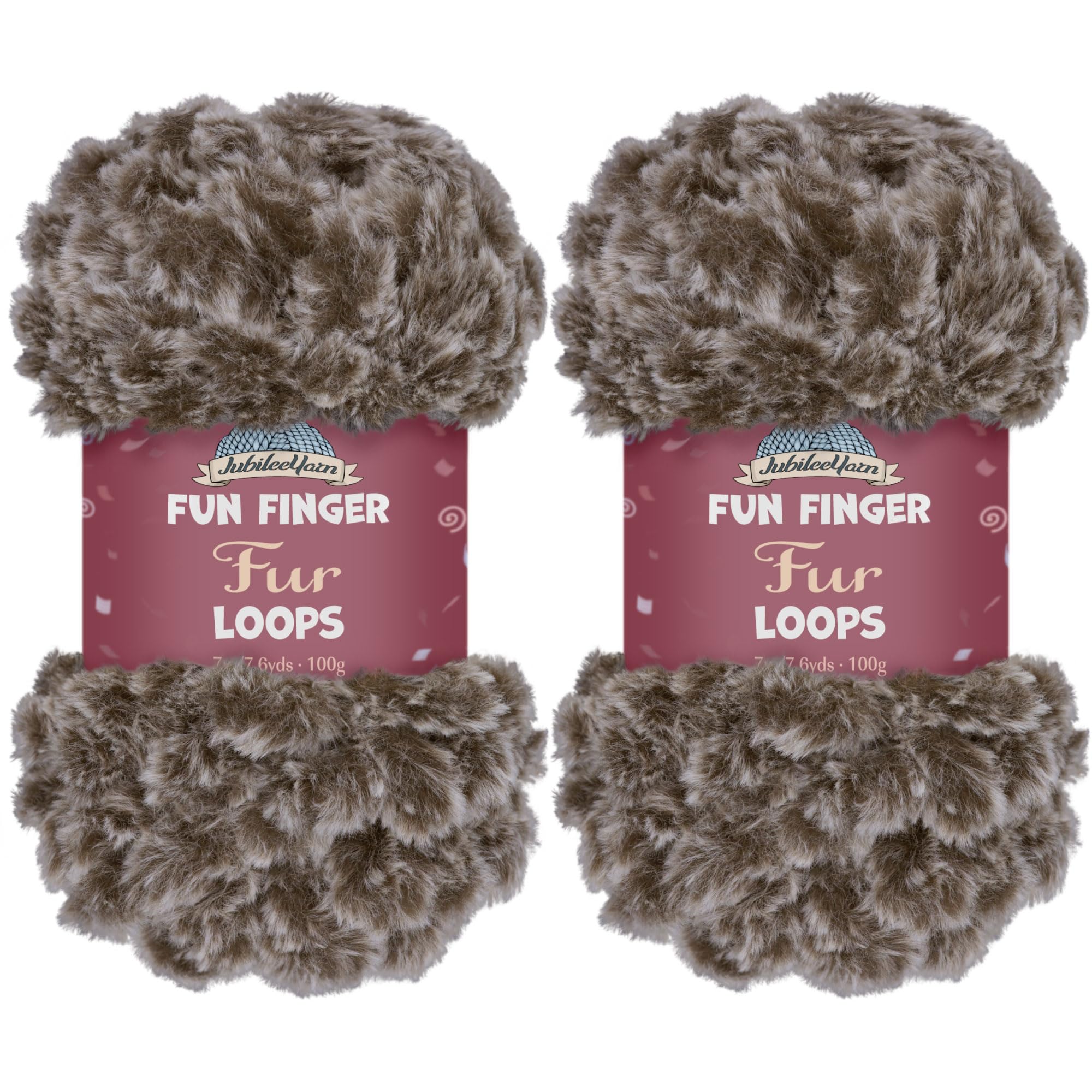 JubileeYarn Fun Finger Fur Loops Yarn - Polyester Jumbo Weight Loop Yarn - 200g/Skein - Wren - 2 Skeins