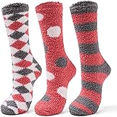 Aisyee Women Winter Fuzzy Socks Thermal Plush Socks for Womens Thick Warm Slipper Socks for Ladies 3 Pack