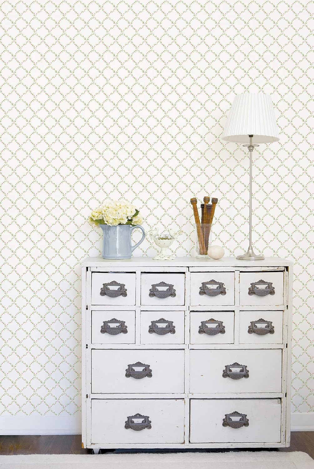 Galerie G67905 Miniatures 2 Rose Trellis Design Wallpaper, Pink/White, 10m x 53cm - Image 3