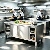 Stainless Steel Work Table with Cabinet, 2-Tie Heavy Duty 1100LB Load-Bearing Kitchen Prep Table,Worktop for Kitchen, Outdoor, Workshop Home (39 * 19in/100 * 50cm, Work Table Cabinet)
