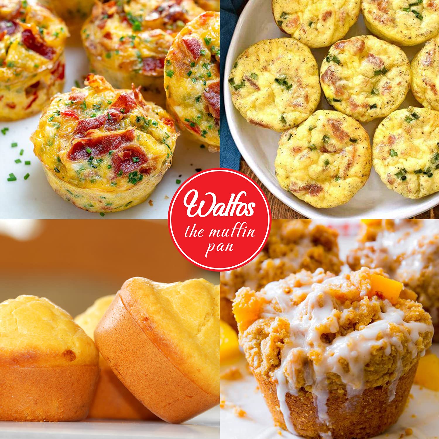 Walfos Silicone Muffin Pan - 12 Cups Regular Silicone Cupcake Pan, Non-stick Great for Making Muffin Cakes, Tart, Bread - BPA Free and Dishwasher Safe