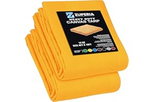 ZUPERIA Premium Canvas Tarp 2 Pack, 8 x 10 ft, 14oz. Heavy Duty Tarp with Rustproof Grommets, Water Resistant, Multipurpose Tarp for Camping Tarp, Canopy Tent (TAN)