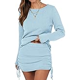 ANRABESS Women Long Sleeve Skirt Sets 2025 Fall Sweater Lounge Sets 2 Piece Beach Vacation Outfits