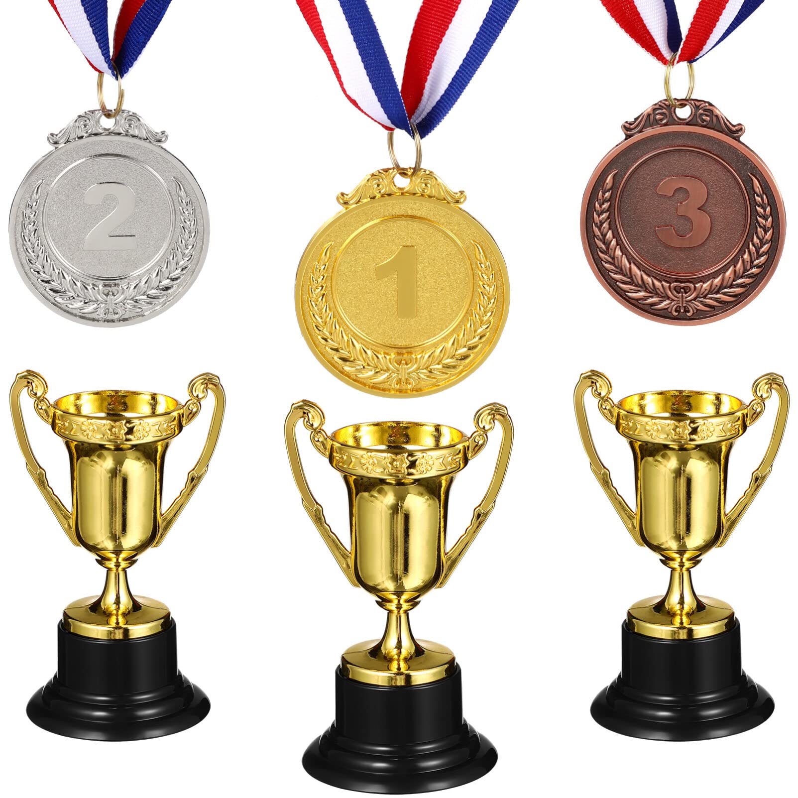 Toddmomy 3 pcs Trophies Medals Kids Sports Day Gymnastics Competitions Party Favors School Awards