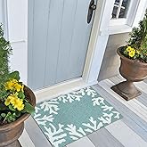 Liora Manne Capri Indoor/Outdoor Handmade Synthetic Blend Durable Area Rug - Traditional Border Coastal Beach Accent (Coral B