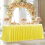 Partisky Yellow Polyester Table Skirt for Rectangle
