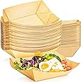 MotBach 200 Pack Small Paper Food Trays, 0.25 Lb Disposable Kraft Food Boats, Brown, Take Out Food Serving Trays, Grease Resistant Food Boat For Party Snacks Hot Dogs Tacos, 4.1 X 2.5 Inch (Brown - View #3