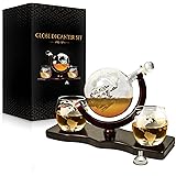 flybold Whiskey Decanter Set - Whiskey Decanter Globe Set for Men Certified Safe Great Gifts for men - Bourbon decanter Scotc
