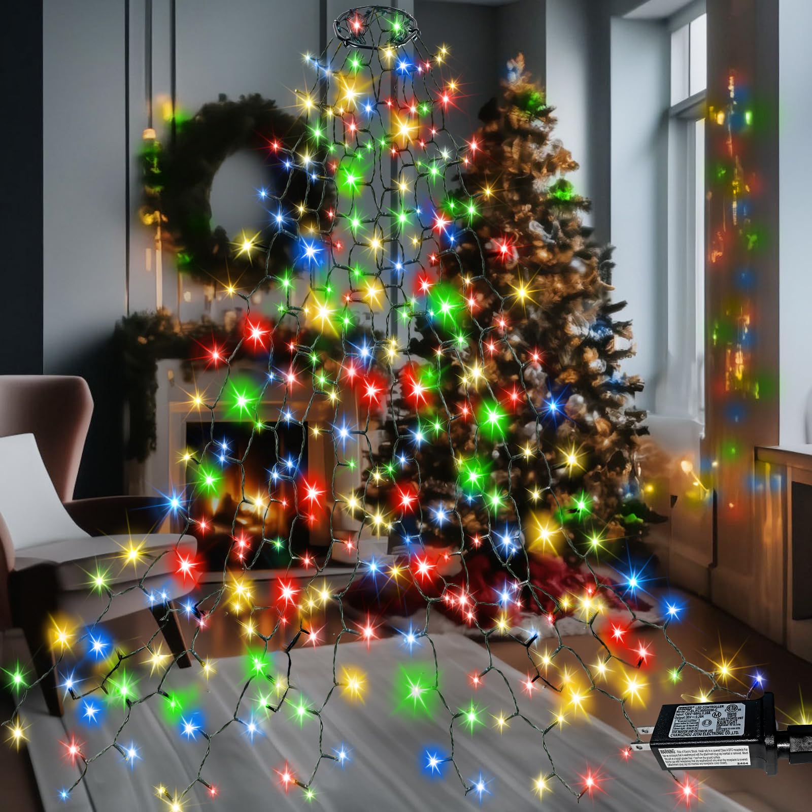 Photo 1 of Easy Christmas Tree Lights Indoor Outdoor, 420 LED Christmas String Lights 6.6FT x 12 Lines with 8 Modes & Timer, Waterproof Twinkle Lights Plug in for 6FT Xmas Tree Christmas Decoration (Multicolor)