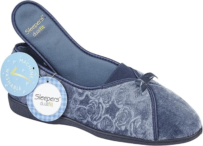 Amazon.com | Sleepers Womens/Ladies Maisie Bow Slippers (9 US) (Blueberry) | Slippers