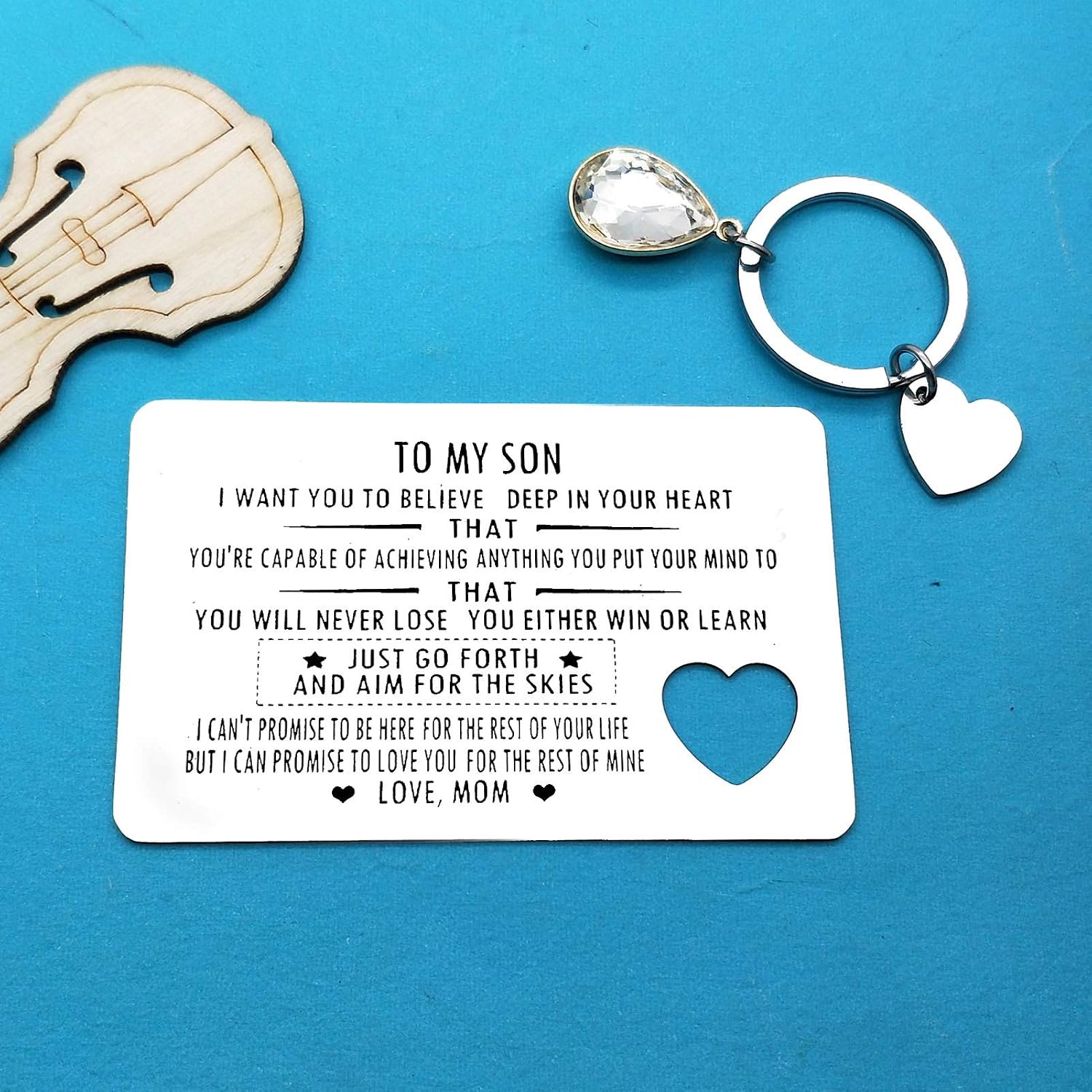 Son Gifts from Mum Engraved Wallet Insert Card for Son Graduation Gifts Inspirational Gifts for Son Christmas Birthday Gifts Encouragement Gifts for Son - Image 3