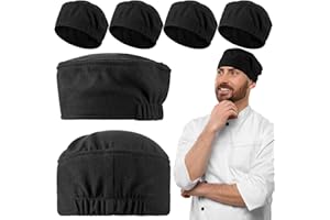 Vinsatin 6 Pcs Adjustable Chef Hats for Men Women Chef Beanie Chef Caps Breathable Mesh Cap for Men Women Black