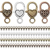 80 Pieces Heart Lobster Claw Clasps Tibetan Antique Heart Lobster Clasps Alloy Claw Clips Hooks 27 x 9 mm for DIY Jewelry Bracelet Necklace Keychain Making