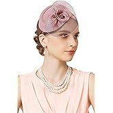 BABEYOND Fascinators Hats for Women - Tea Party Hat Kentucky Fascinator Derby Flower Mesh Pillbox Hat for Bridal Wedding