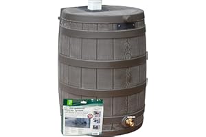 GOOD IDEAS Rain Wizard 50 Gallon Rain Barrel with Diverter Kit - Oak