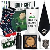 ANOTION Golf Gifts for Men, Valentines Gifts for Golfers Golf Accessories for Husband Boyfriend Dad, Mens Valentine Day Gift Box Tumbler Club Cleaner Socks Ball Marker Bracelet for Birthday