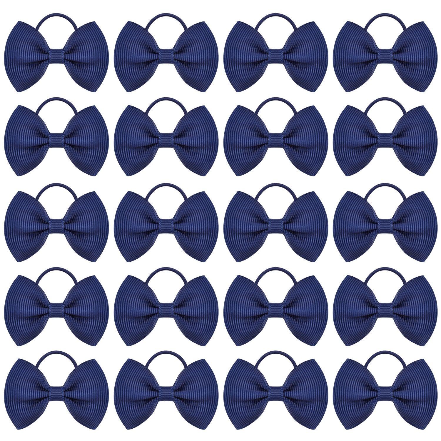 20 Pieces Of Navy Blue Bow Hair Ties, Children'S Hair Ties, Girls' Hair Accessories, Elastic Hair Ties, Hair Accessories, School Hair Accessories
