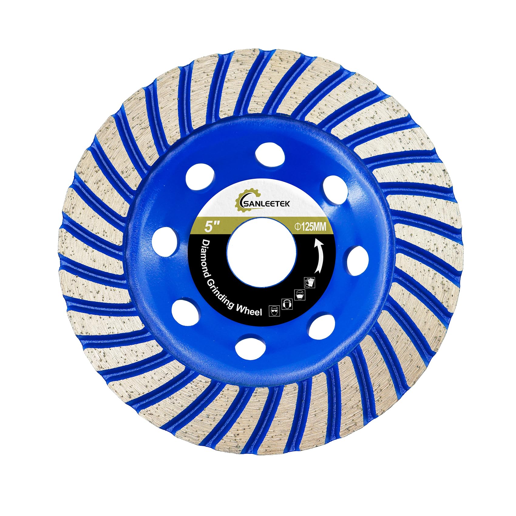 Diamond Concrete Grinding Wheel 125mm - Turbo Row Cup Grinding Wheel for Polishing and Cleaning Granite Marble Concrete Masonry Artificial Stone for Angle Grinder SANLEETEK
