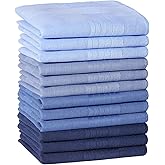 PACGOTH Handkerchiefs for Men, Soft Cotton Men’s Handkerchiefs, Blue Stripe Hankies for Men, 15.7 * 15.7” 8/12PCS