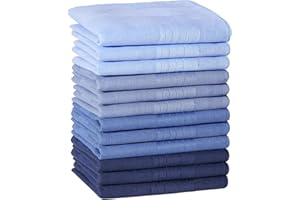 PACGOTH Handkerchiefs for Men, Soft Cotton Men’s Handkerchiefs, Blue Stripe Hankies for Men, 15.7 * 15.7” 8/12PCS