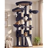 Globlazer 80in Tall Extra Large Heavy Duty Corner Cat Tree Tower, S80C | Sturdy Big Cat Tower for Indoor Cats Large Adult with Scratching Post, 2 Spacious Condos with Padding, 2 Perches, Dark Grey