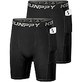 Konrunppy Boys Compression Shorts - Athletic Underwear for Basketball Spandex Shorts Sport Workout Base Layer Side Pocket