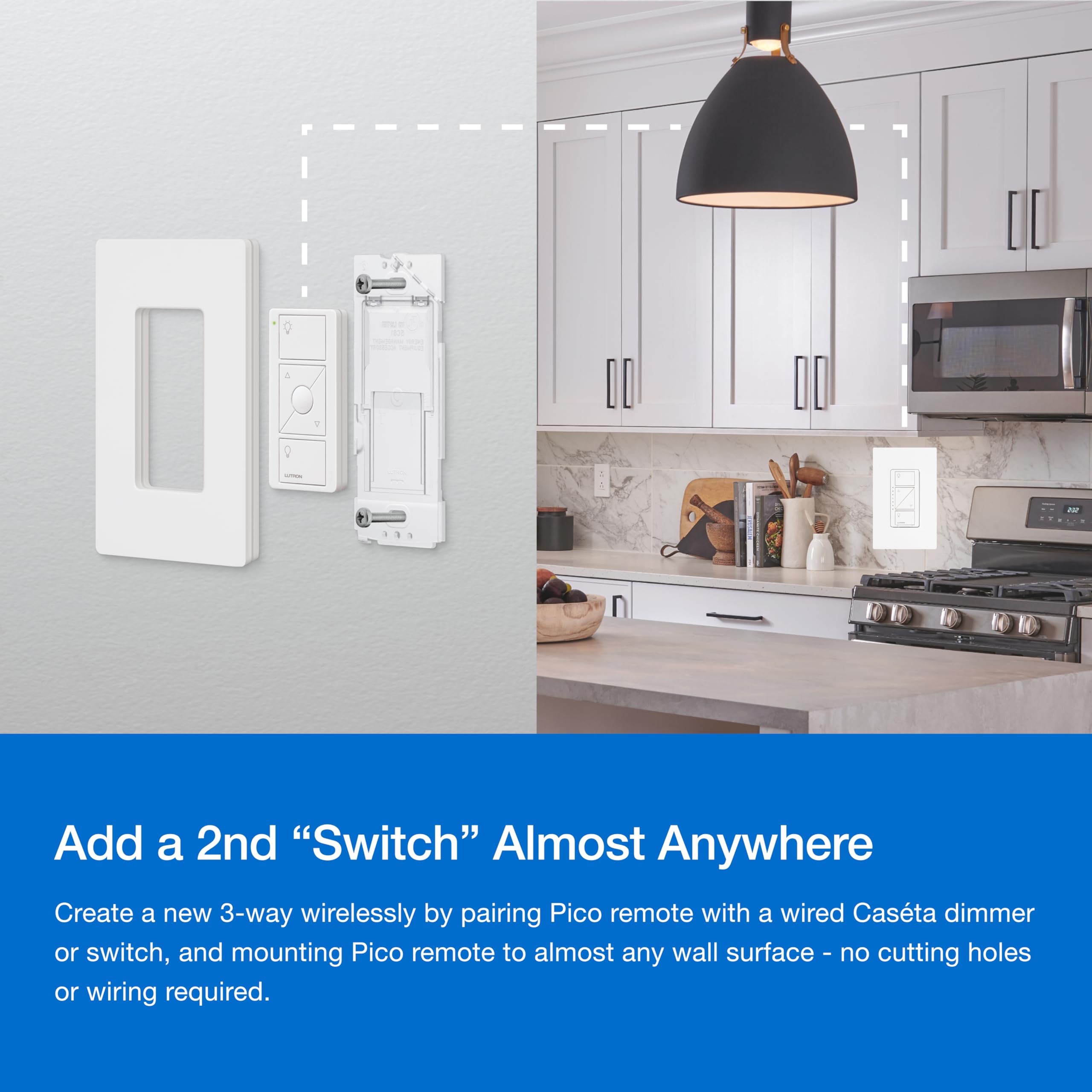Lutron Caseta Original Smart Dimmer Switch Kit, 2 Dimmer Switches, 2 Wall Plates, 2 Pico Remotes, and Smart Hub, Works with Alexa, Apple Home, Google Home, 3 Way, 150W, No Neutral, P-BDG-PKG2W-A - View 15