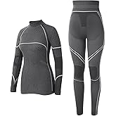 Yousify Womens Thermal Underwear Ski Breathable Warm Base Layer Winter Long Johns Top Bottom Sets for Cold Weather