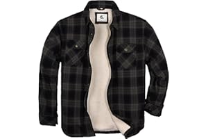COEVALS CLUB Men's Flannel Shacket Casual Button Snap Sherpa Quilted Lined Premium Jacket Shirts