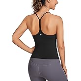 CRZ YOGA Butterluxe Racerback Tank Tops for Women - Scoop Neck Spaghetti Strap Padded Workout Camisole with Built in Bra