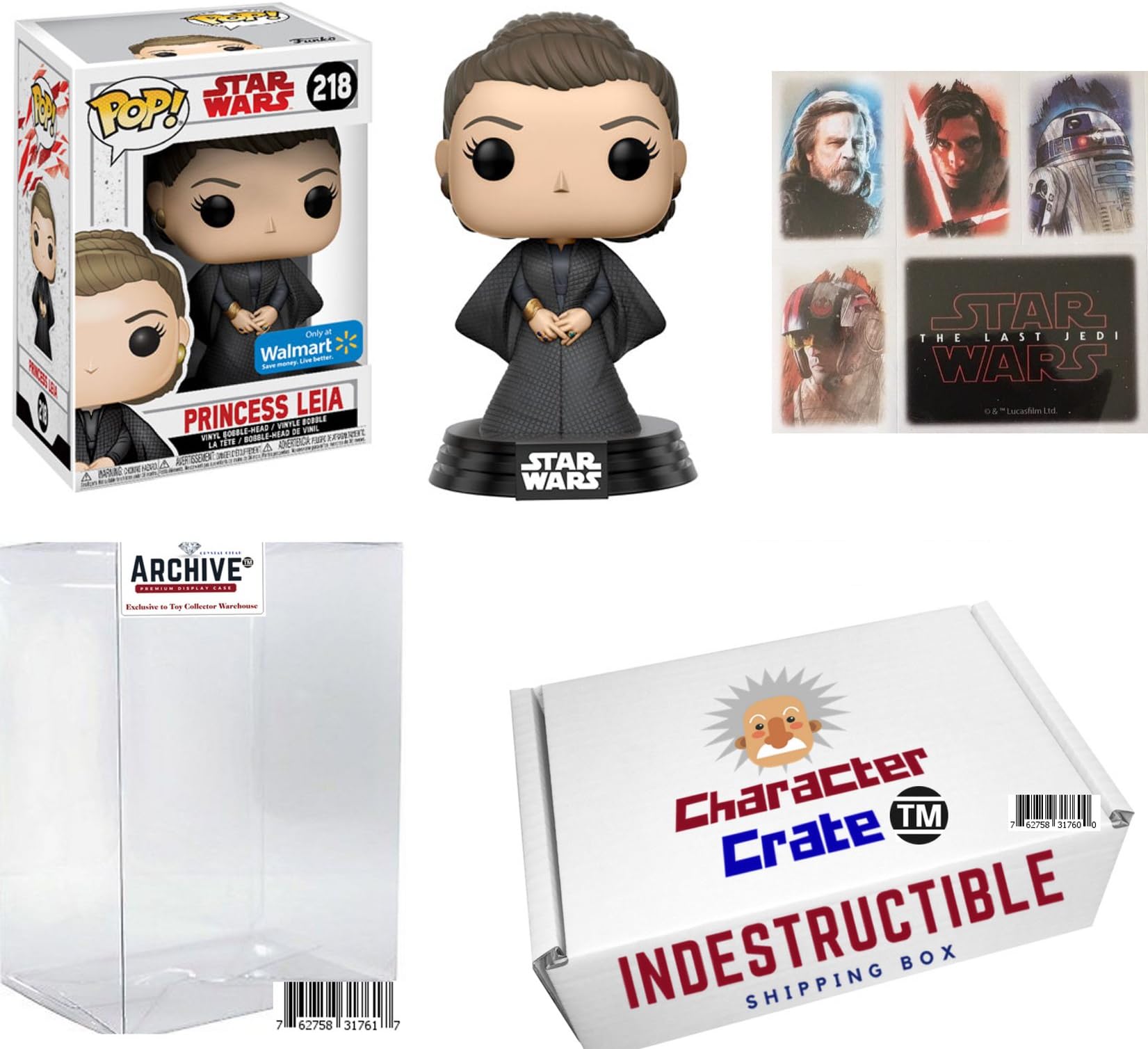 Funko Pop! Star Wars General Leia The Last Jedi Exclusive, Concierge Collectors Bundle, With Free Random TLJ Stickers Vinyl Figure