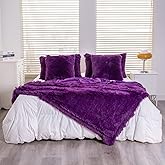 YUSOKI Long Faux Fur Twin Size Blanket,2 Layers,3.4lb for Bed Couch Home Décor Gifts Women (Purple,60" x 80")