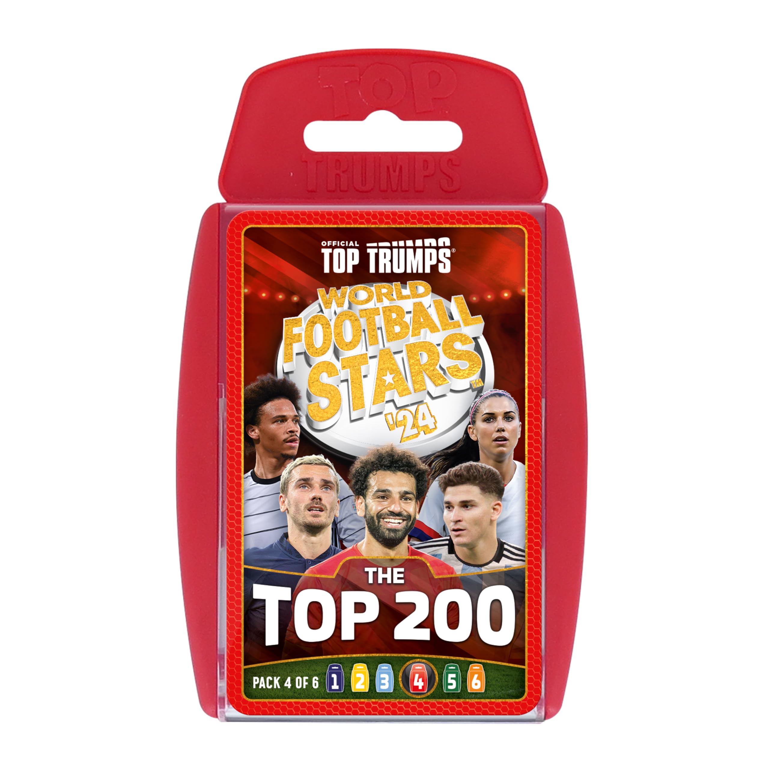 Top Trumps World Football Stars Top 200 Card Game Pack 4, Play with Salah, Mahrez, Dias and Darwin Nunez, educational gift for ages 6 plus